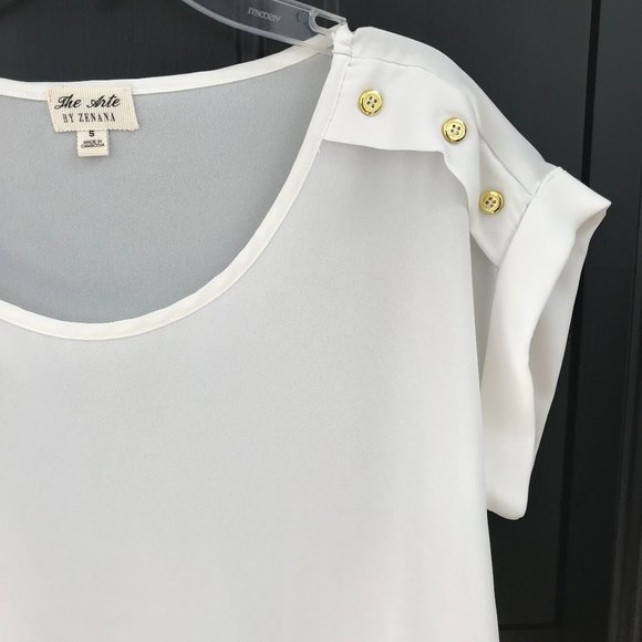 The Arte White Sailor Roll Sleeve Blouse Top, S - Picture 4 of 5